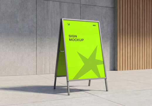 Outdoor A-Frame Sign Mockup
