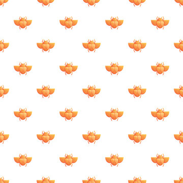 Golden scarab beetles creating a seamless repeating pattern on a white background