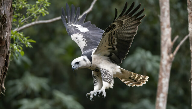 Harpy Eagle in Mid-Flight in Mid-Flight