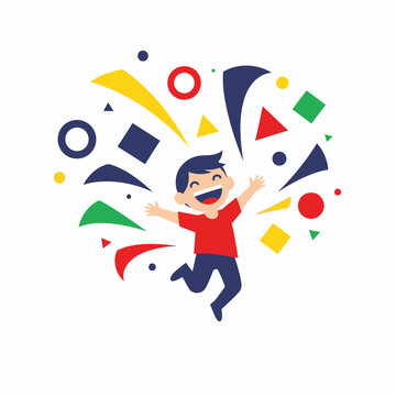 Joyful Child Celebrating with Colorful Confetti.