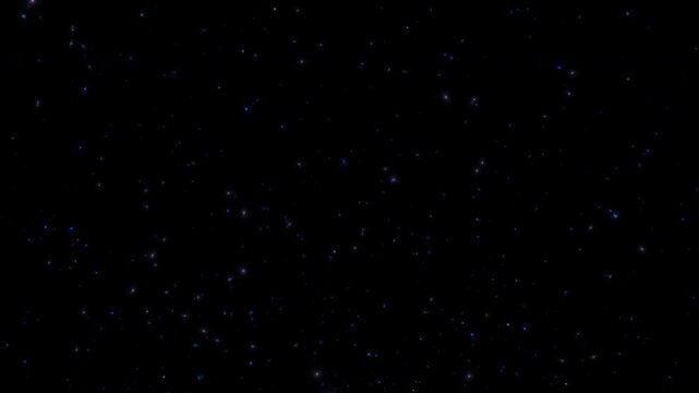 Abstract animation loop flickering glow white blue light particles flow up on black background. 4K 3D seamless looping gold bokeh particles dust fly in the air.