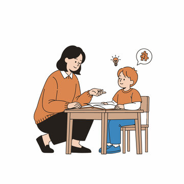 Child and Therapist Counseling Session Illustration.
