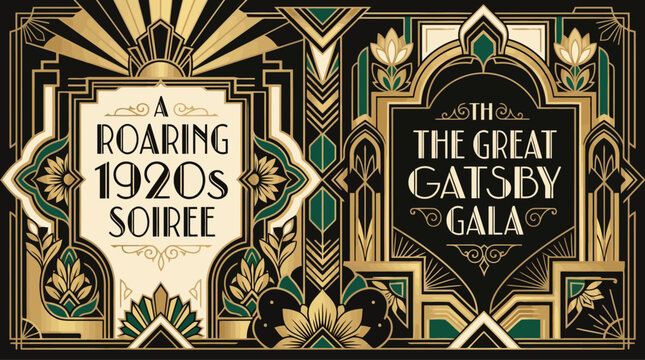 Art Deco invitation design in a luxurious 1920s vintage