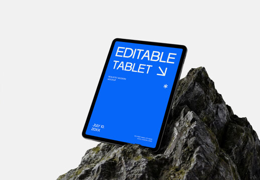 Tablet Mockup on Stone Surface