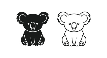Naklejka premium Koala Illustration Designs - Cute Black & White Koala Art Vector