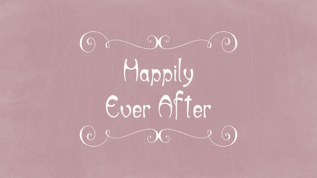 Happily Ever After &ndash; Elegant Swirl Frame Wedding Title Rustic Dusty Pink Chalkboard
