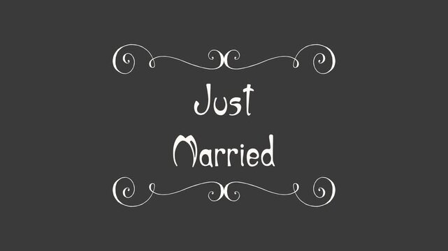 Just Married &ndash; Elegant Swirl Frame Wedding Title (Alpha Channel)	