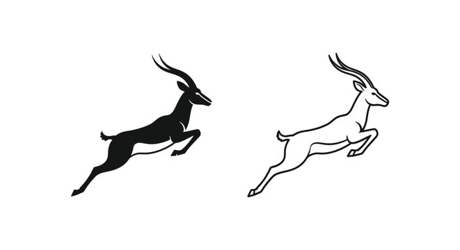 Graceful Antelope Silhouettes: Stylish Prints for Modern Decor Vector