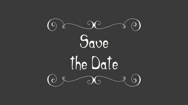 Save the Date &ndash; Elegant Swirl Frame Wedding Title (Alpha Channel)	