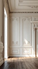 Obraz premium Elegant classic interior with ornate molding and natural light
