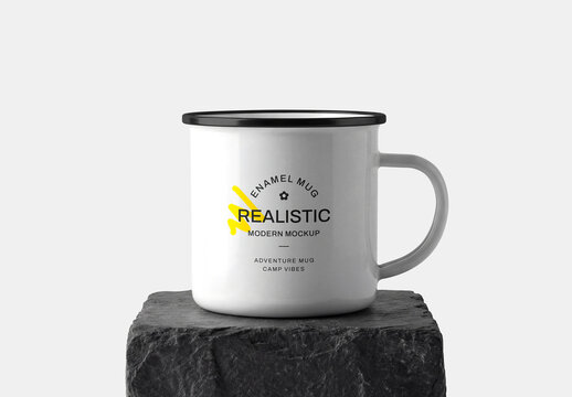 Enamel Mug Mockup on Stone