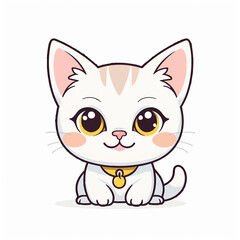 Fototapeta premium Cute cat character kawaii cartoon kitten adorable pet illustration