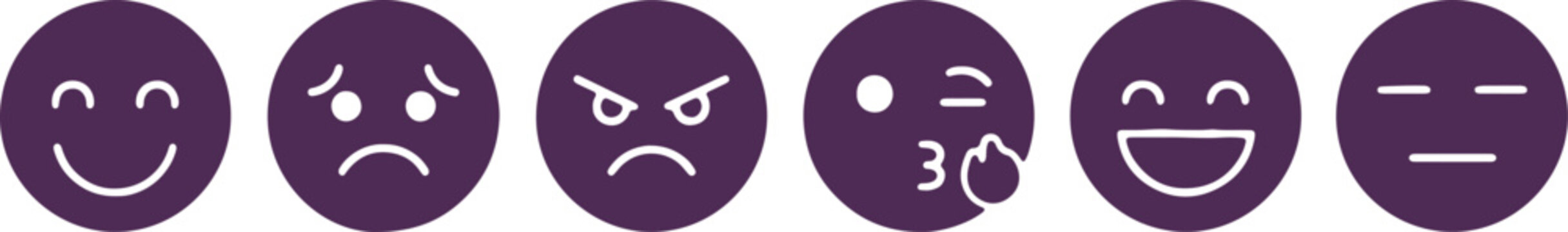 A series of emoticons expressing a range of human emotions and reactions