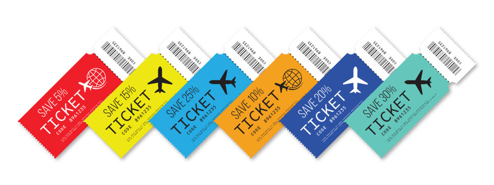Boarding Pass Ticket Icon with Barcode for Airline Flight Travel Airport Departure Arrival Reservation Vector Illustration