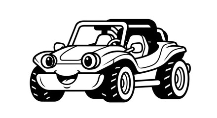 Obraz premium Smiling cartoon dune buggy vehicle.