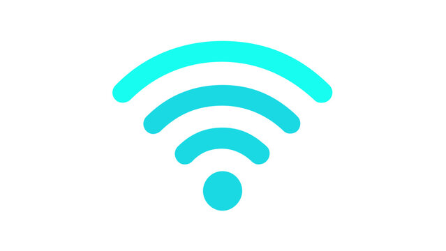 Vibrant blue gradient Wi-Fi signal vector icon illustration for wireless internet connectivity, data transmission, and telecommunications technology, featuring a modern minimalist flat design.