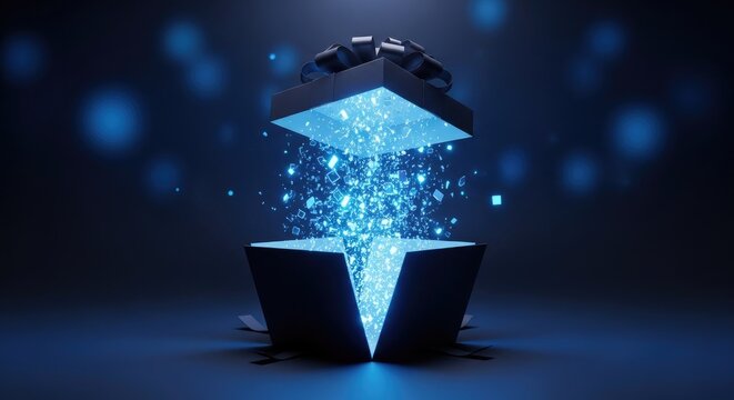 Father s day gift concept glowing arrow emerging from a stylish black box celebrating dad