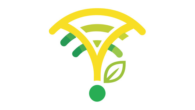 Eco-friendly Wi-Fi signal vector icon illustration featuring a green plant leaf design for sustainable technology, smart agriculture, and environmental connectivity concepts on white background.