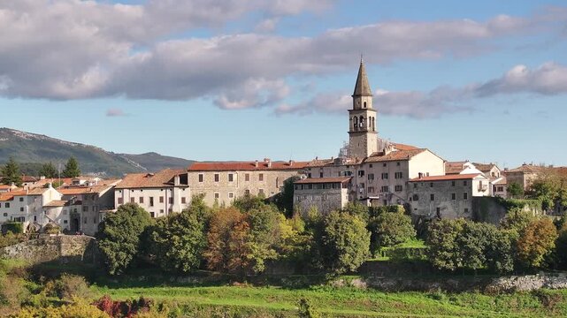 Buzet Old Town Istria Croatia Aerial View