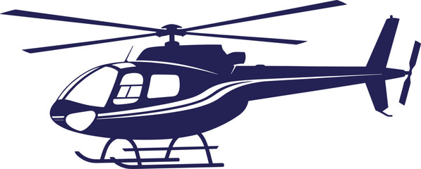 Helicopter silhouette vector illustration, detailed chopper side view isolated on white background for aviation, transport and rescue design concepts © uzzala