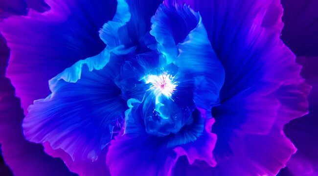 Vibrant Neon Purple and Blue Flower Blooming Macro Time Lapse.