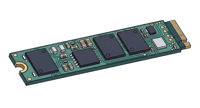 Computer hardware RAM module closeup.