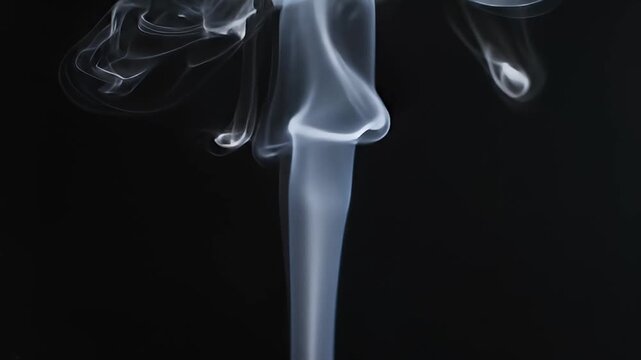 White smoke forming a unique abstract shape on black background