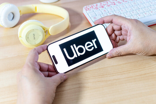 Beer Sheva, Israel. September 18, 2025: Uber app on a smartphone screen.