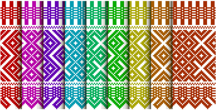 Embroidery scheme. Slavic ethnic motifs. Decorating folk costumes and household items. Russian embroidery, scheme