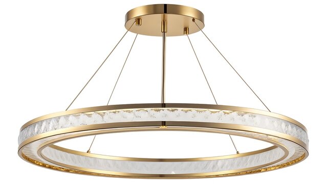 Luxury gold chandelier with crystal accents hanging from ceiling