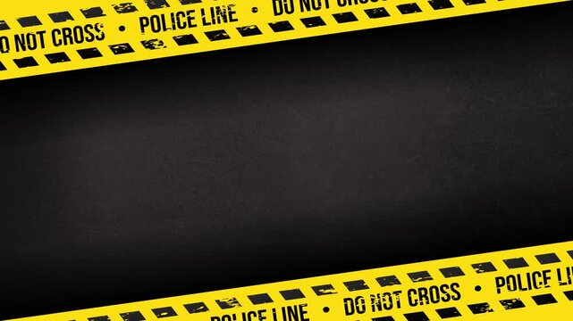 Grunge metallic background with warning caution tape across top cinematic film frame animation 4K 60fps