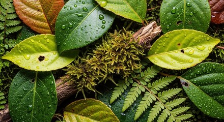 Naklejka premium Variety of green leaves background