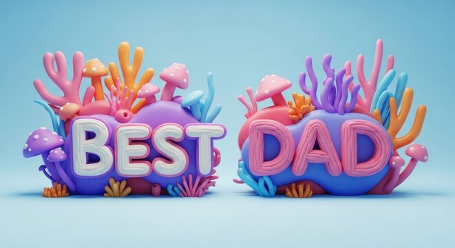 Celebrating father s day vibrant 'best dad' typography with playful clay lettering and colorful design