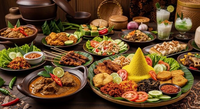 Variety of indonesian food dishes