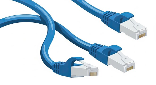 Blue Ethernet Cables Isolated.