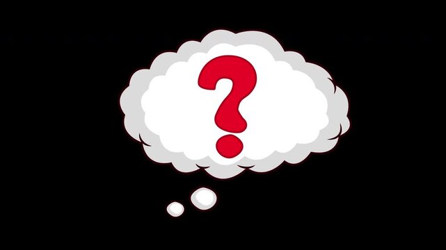 Animated Thought Bubble with Red Question Mark for Questions and FAQ Graphics Loop on Alpha Channel