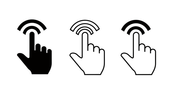 Sequence of Tap Gesture Icons Demonstrating Touchscreen Interaction.