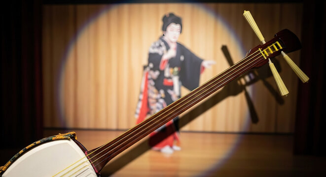 Traditional musician playing a string instrument on stage