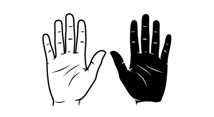 Obraz premium Contrasting hands raised in unity illustration with white and black hands.