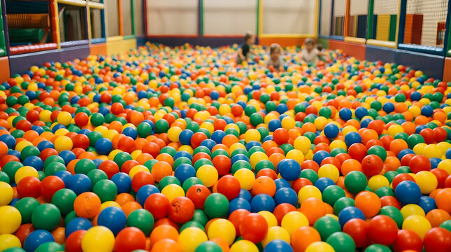 Colorful plastic balls in a ball pit