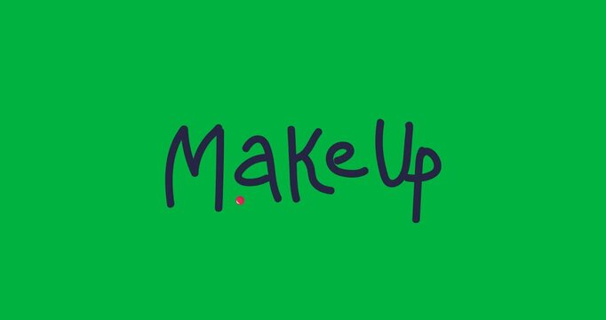 Digital animation of makeup text banner against black background