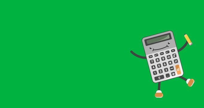 Digital animation of calculator icon moving against black background