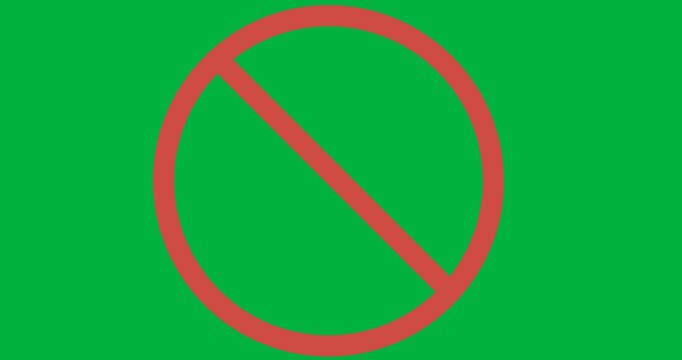 Digital animation of red stop sign against black background