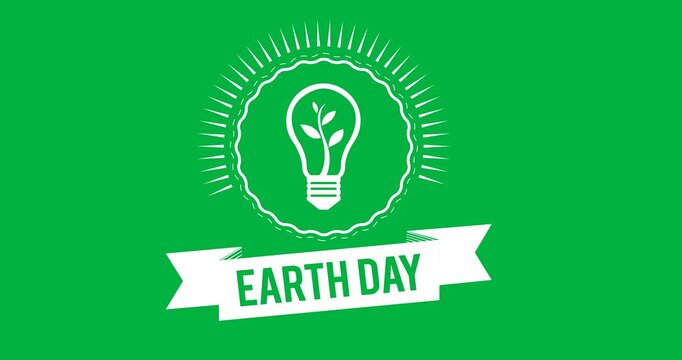 Digital animation of earth day text banner against black background