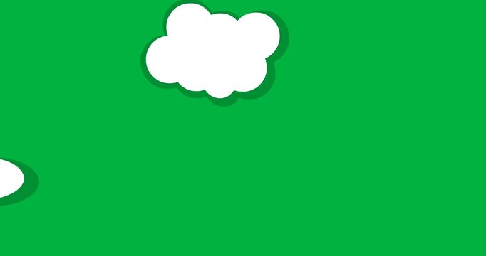 Digital animation of multiple cloud icons moving against black background