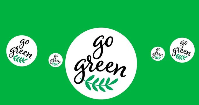 Multiple go green text banners and tree in multiple light bulb icons against black background