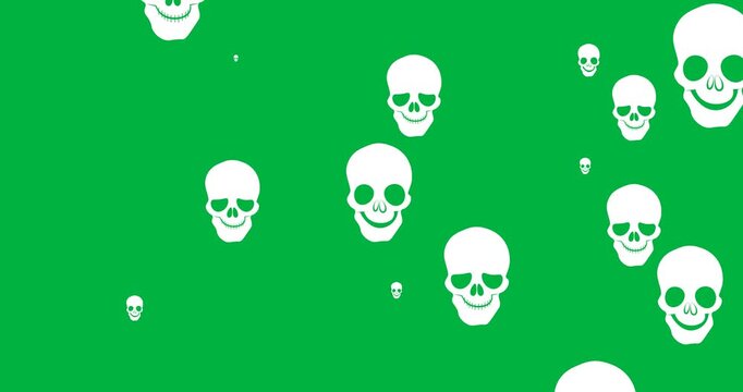 Halloween digital illustration holiday scary celebration animation icons skull black background