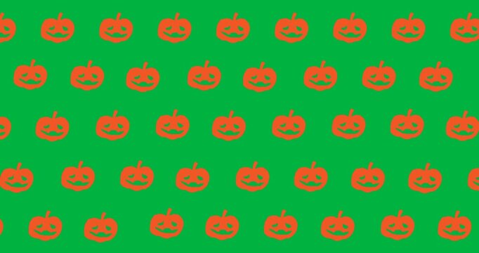 Halloween animation features scary pumpkins on a black background.
