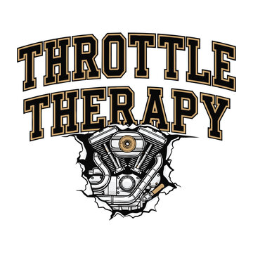 Throttle Therapy logo with motorcycle engine design tshirt design