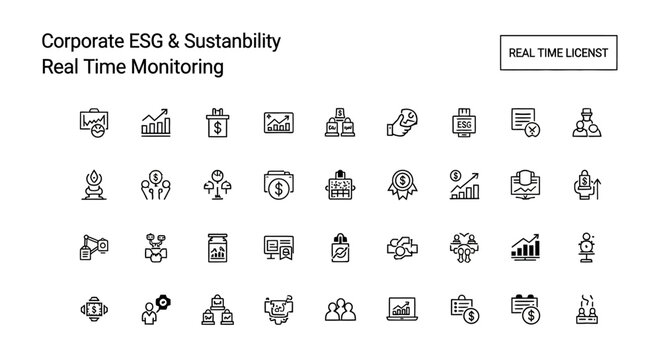 Corporate ESG Sustainability Real Time Monitoring Icons
